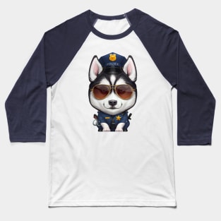 Siberian Husky Police Officer Baseball T-Shirt